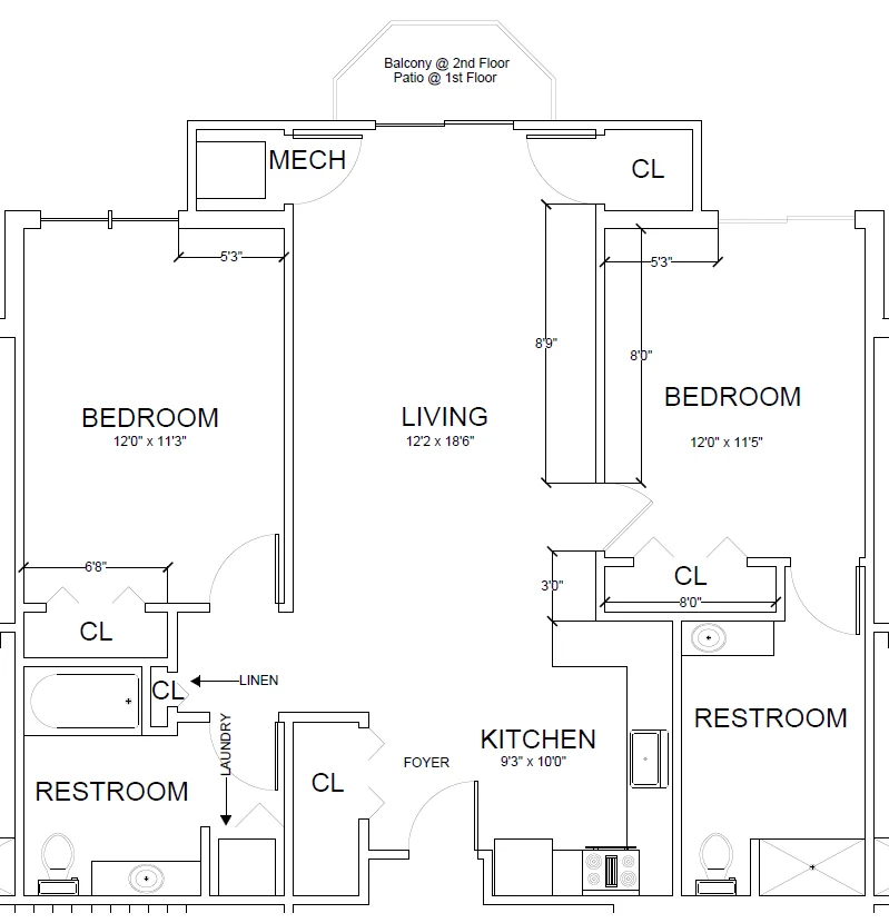 2 bedroom floor plan